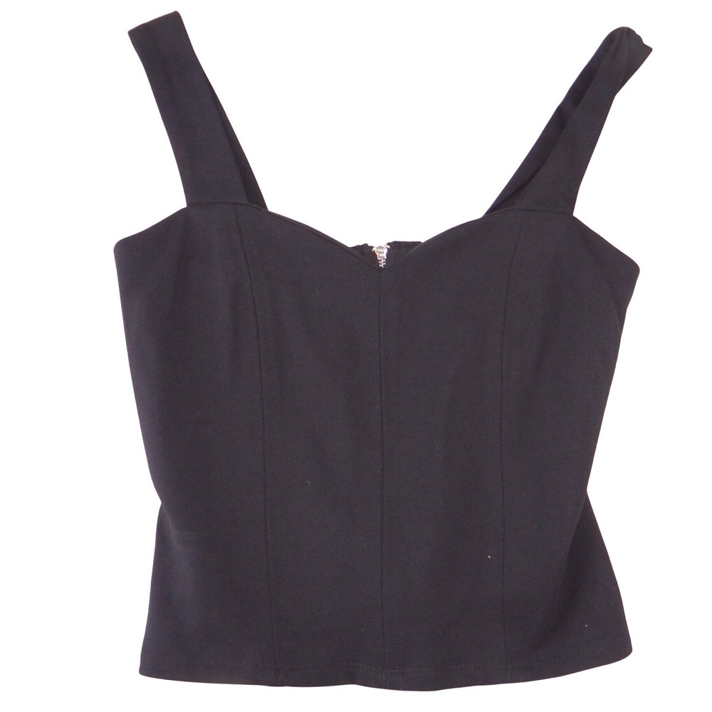 Bar III Womens Black Sweetheart Neck Cropped Tank Top Back Zip Bodice XS